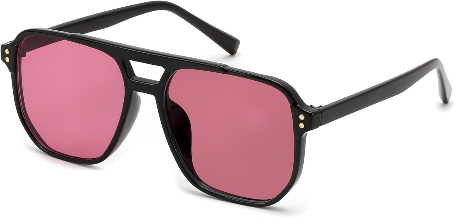 FEISEDY Retro Square Aviator Sunglasses